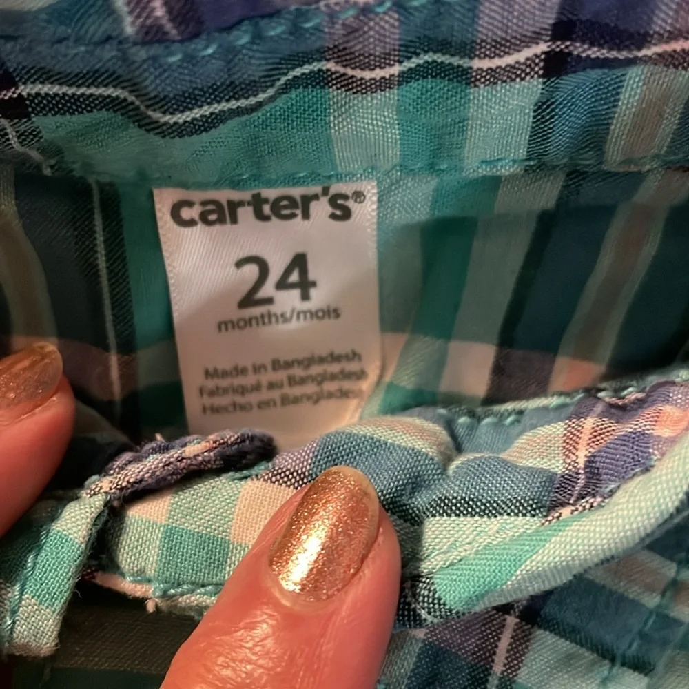 Carter's button-down long sleeve plaid shirt 24M